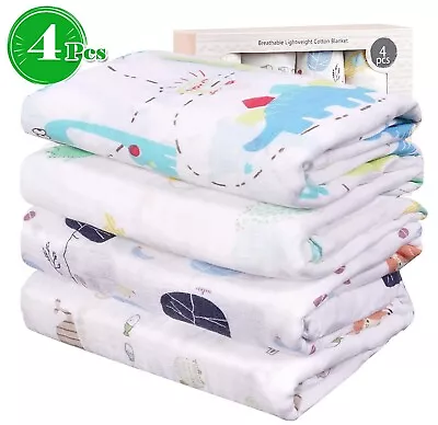 VIVILAND Muslin Baby Swaddle Blankets Bamboo Cotton Receiving Blankets 4 Pcs • $23.37