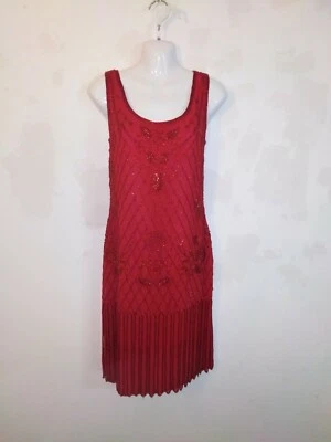 £28.99 • Buy After Six By Ronald Joyce Red Beaded Knee Length Dress Size 12