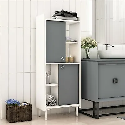 KayRana Leeds Anthracite And White Multipurpose Use Cabinet And 2 Doors • £74.99