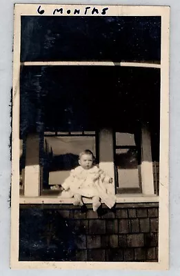 1930s Infant Child Sitting Dangerously On Window Sill For Photo - Vintage • $13.65