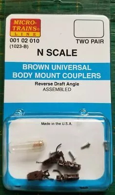 N Micro Trains 001 02 010 1025-1B (1023B)  Brown Universal Body Mount Couplers • $11