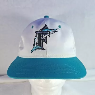 Vintage Florida Marlins Snapback Hat Plain Logo Teal White On G Cap Tag • $23