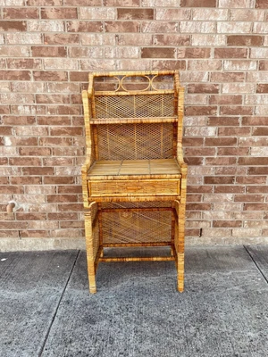 $850 • Buy Vintage Rattan Wicker Desk/Vanity With Shelf 70s Style Home 
