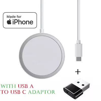 Fast Wireless Charger 15W MagSafe Apple IPhone 15 14 13 12 + USB A To C Adaptor • £4.79