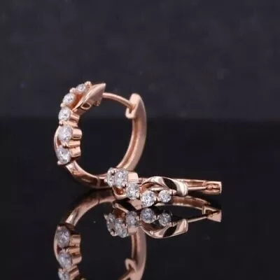 1.50Ct Round Cut Lab Created Diamond Huggie Hoop Earrings 14K Rose Gold Plated • $76.99