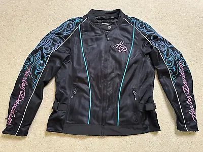 Harley Davidson Mesh Coat Riding Gear Black With Pink & Blue Woman's Size XL • $119.59