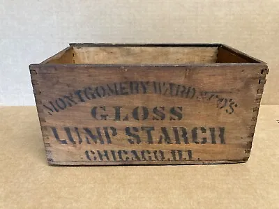 Vintage Montgomery Ward Gloss Lump Starch Wood Crate Box • $49