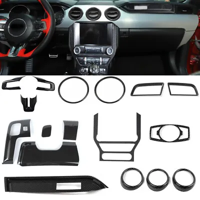 17x Steering Wheel Dash Cover Trim Bezel Kit For Ford Mustang 2015+ Carbon Fiber • $205.99