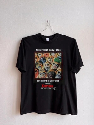 $10.99 • Buy Anxiety Has Many Faces Xanax Alprazolam Black T Shirt