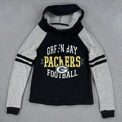 Green Bay Packers Hoodie WOMENS Small Funnel Neck Sweatshirt Black/Gray NFL • $19.99