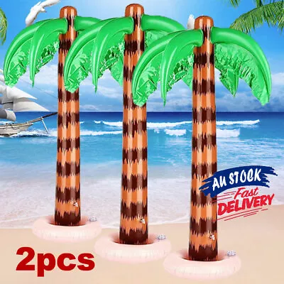 2Pcs Pool Decor Palm Tree Blow Up Inflatable Hawaiian Party Supplies 90cm Beach • $18.99