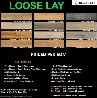 Luxury Loose Lay Vinyl Flooring Diy Planks Waterproof Commercial Plank Laminate • $43