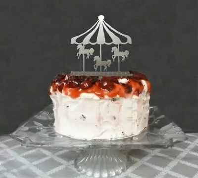 Funfair Theme Party Silver Carousel Horse Acrylic Cake Topper Birthday Decor • £3.90