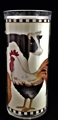 EUC Plastic Drinking Glass-Ram Holstein Cow & Rooster W/Blk & White Checks • $3.99