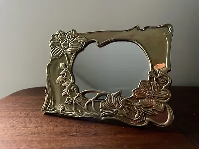 Vintage 1986 Brass Dresser Vanity Mirror Floral Flowers Vines Decor Gift • $55