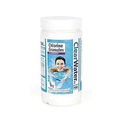 CLEARWATER CHLORINE GRANULES - 1kg - Kills Bacteria Pools Hot Tubs & Lay Z Spas • £16.95