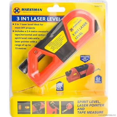 3 In 1 Laser Level Aligner Horizon Vertical Cross Line Measure Tape Ruler Spirit • £3.99