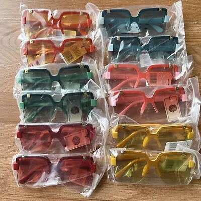 Lot Of 12 Oversize Rimless Colored Sunglasses Women's Vintage Look Resale NEW • $24.97