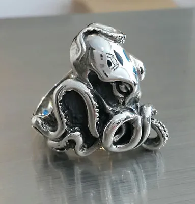 Octopus Heavy 925 Sterling Silver Mens Ring Animal Gothic Biker Big Rocker • $89