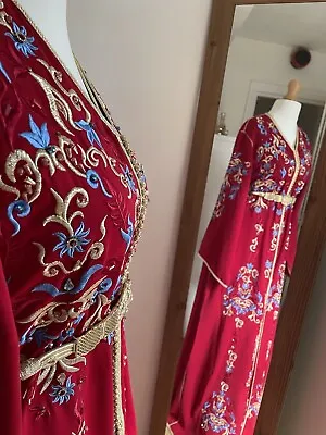 NEW  Moroccan Caftan Takchita Kaftan Dress Farasha Light Blue Creap. • $149.35