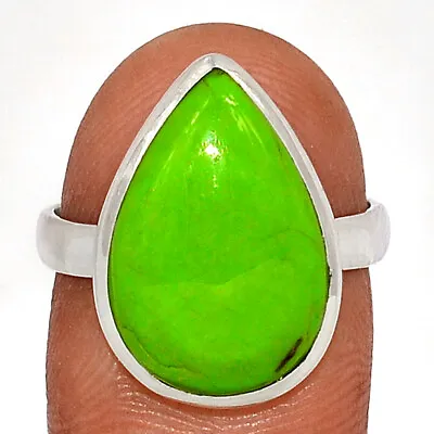 Composite Kingman Green Mohave Turquoise 925 Silver Ring Jewelry S.8.5 CR34760 • $12.99