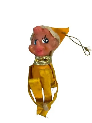 Vintage Knee Hugger Pixie Elf -Gold/Yellow-Rubber Face-Bright Blue Eyes • $17.97