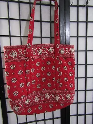 VERA BRADLEY White Red Black Floral Xl Tote Bag 18X5X16 GOOD CONDTION! • $14.99