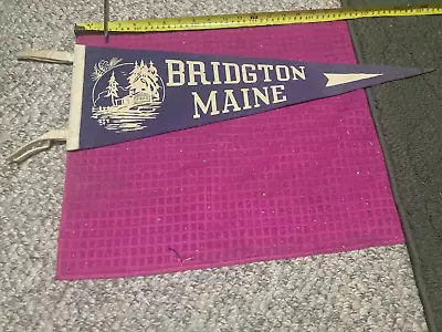 RARE Vintage BRIDGTON Maine SOUVENIR Pennant FLAG Banner ACADEMY - Fast Shipper • $34.69