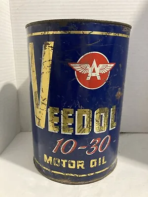 Flying A Veedol Hard To Find Blue 5 Quart 10-30 Motor Oil Can Empty No Lid • $50.60