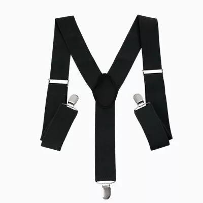 £4.25 • Buy Mens Wide Black Braces 35mm Gentlemens Braces Heavy Duty Elasticated Quality 