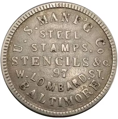(1872) Baltimore Md-Ba 110gs U S Manfg Co Die Sinker Merchant Token  • $85