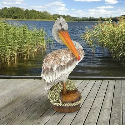 Sea Side Pelican Roped Piling Perch Sculpture Patio Poolside Pelican Statue • $82.90