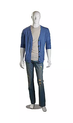 Male Mannequin White Glossy Full Body Metal Base Clothing Display Fiberglass • $236.95