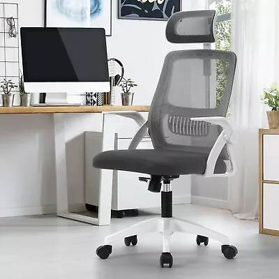 Oikiture Mesh Office Chair Executive Fabric Gaming Seat Racing Tilt Computer DGY • $88.90