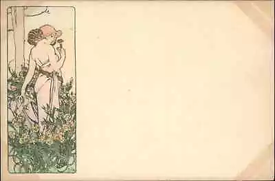 Alphonse Mucha Art Nouveau Woman Field Of Flowers C1900 VINTAGE Postcard • $89.99