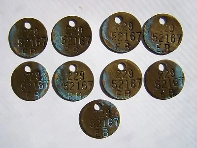 9 Vintage Electric Boat Brass Tool Check Id Tags • $34.99