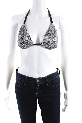 Malia Mills Womens Leopard Spotted Temptress Halter Bikini Top Brown Size IT 32 • $42.69