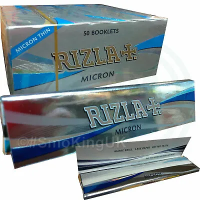 Rizla Silver Micron King Size Slim - 110mm Lenfth Full Box Of 50 Books • £23.80