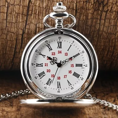 Silver Smooth Full Hunter Quartz Movement Pocket Watch Lot Gifts For Women Men • $4.64