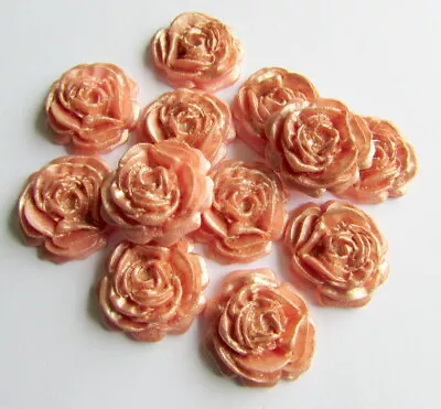 12  Rose Gold Roses Flowers Edible Cake Toppers Wedding CupcakeBirthday • £5.25