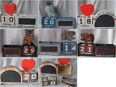 £7.90 • Buy Never Ending Perpetual Wooden Block Calendar Memo Chalk Board 2024 Desk Calender