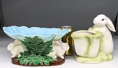 Bunny Rabbit Minton Majolica Replica Compote Dish And Planter • $25