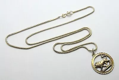 Vintage 835 Silver Necklace Pendant On Chain Leo Lion Zodiac • $33.99