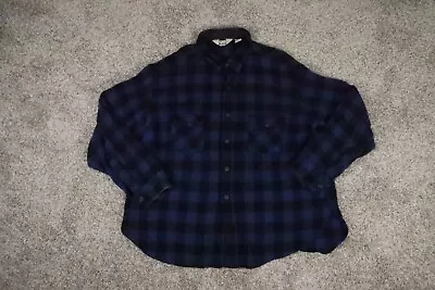 Vintage Woolrich Mens Shirt XXL Blue Flannel Outdoors Heavyweight Pockets • $28.62