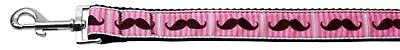 Pink Striped Moustache Ribbon Dog Collars 1 Wide Leash • $33.56