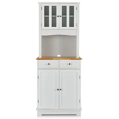 Costway Kitchen Buffet Hutch Storage Cabinet W/ Microwave Stand Storage Shelves • $219.49