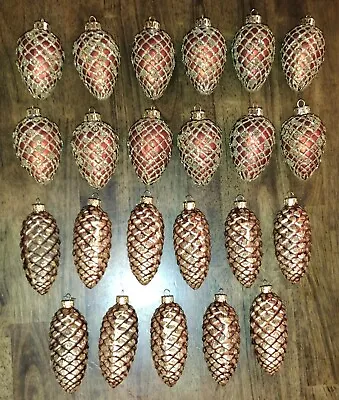 Pinecone & Acorn Christmas Tree Glass Ornaments 23pc Set/Lot Gold 4  • $59.99