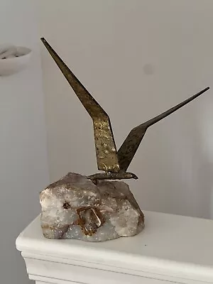 1969 Curtis Jere Signed Vtg MCM Brass Metal Bird “The Flight” Quartz Sculpture • $249.99