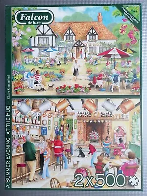 Falcon De Luxe  A Summer Evening At The Pub” 2 X 500 Piece Jigsaws  BRAND NEW  • £14.99