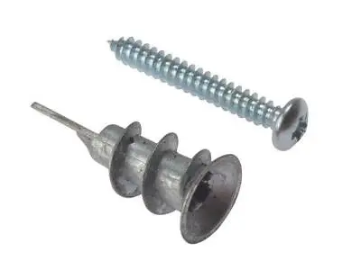 Plasterboard Cavity Wall Plug Fixings Metal Drivas With Screws Quantity 1-100 • £1.11